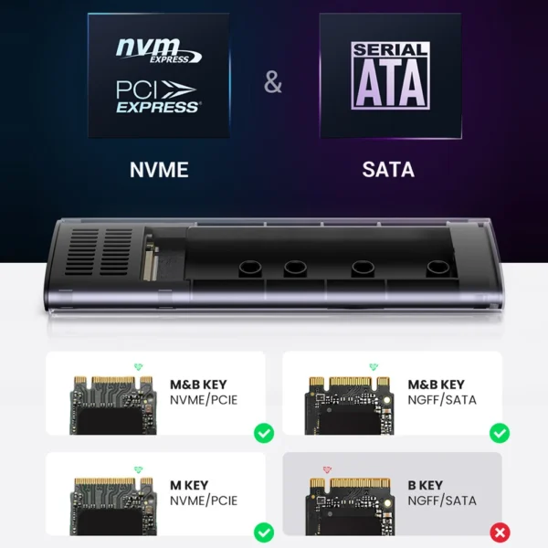 6/10Gbps M2 SSD Case NVME/NGFF Enclosure SATA Dual Protocol M.2 to USB Type C 3.1 SSD Adapter for NVME PCIE NGFF SATA SSD Box - AliExpress 44 - Image 3