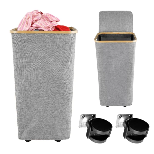 110L Collapsible Laundry Hamper Bottom Wheels Dirty Clothes Basket with Inner Bag Portable Bathroom Kitchen Trash Can - AliExpress 15