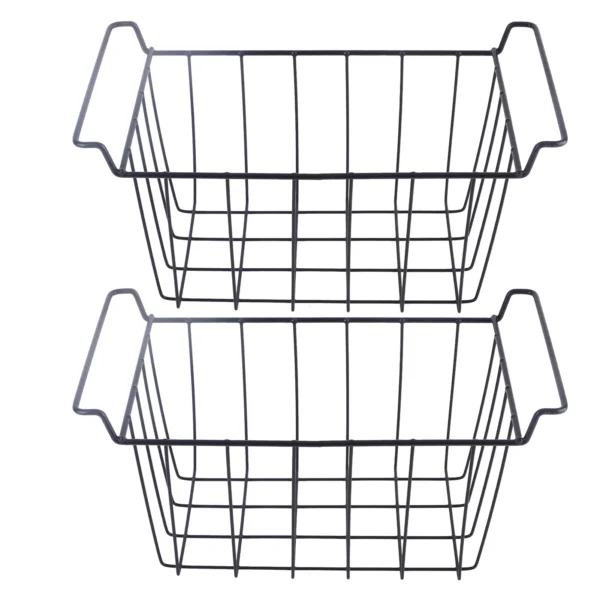 2Pcs Freezer Metal Wire Basket PE Coated Hanging Rack Organizer Bin Black for Refrigerator Shelves 8 Sizes Kitchen Accessories - AliExpress 15