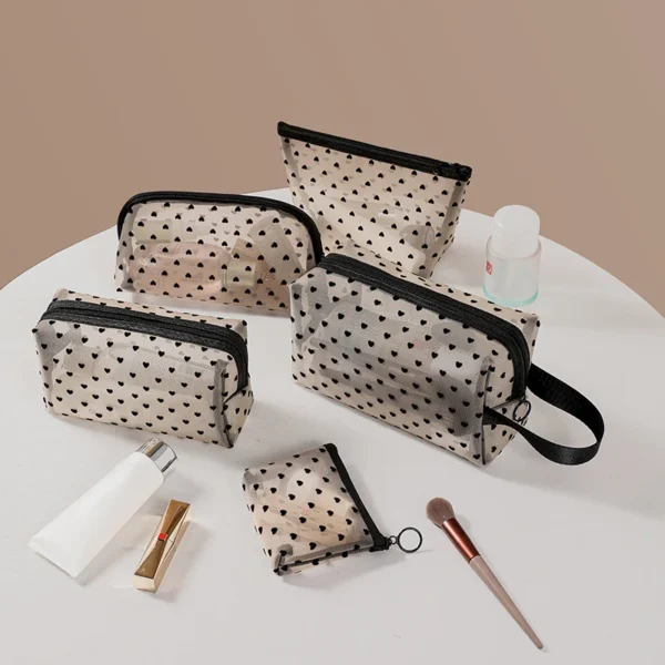 Love Print Mesh Cosmetic Bag Portable Toiletry Organizer Makeup Bags Multifunction Transparent Women Lipstick Coin Storage Pouch - AliExpress 15 - Image 3