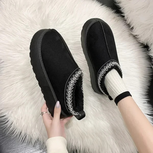 Snow Boots for Women 2023 Winter New Cashmere Warm Thick Soles Without Heel-covered Hair Half Slipper Cotton Shoes for Women - AliExpress 322 - Image 4