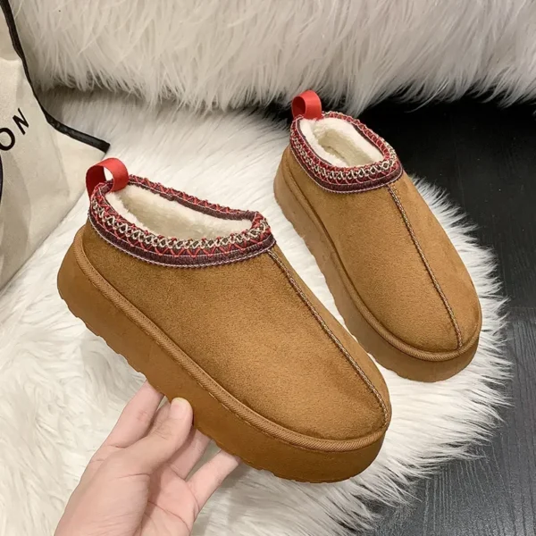 Snow Boots for Women 2023 Winter New Cashmere Warm Thick Soles Without Heel-covered Hair Half Slipper Cotton Shoes for Women - AliExpress 322