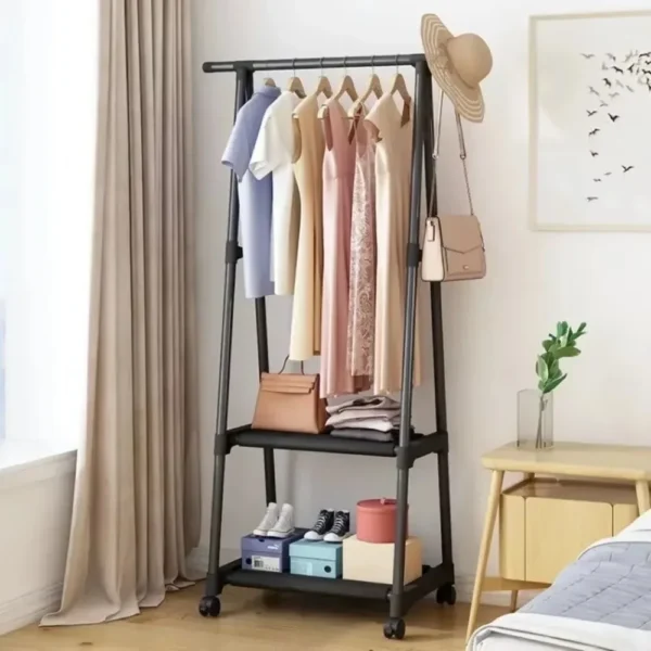 Triangle Coat and Hat Rack with Wheels Floor Standing Multi-layer Storage Rack Simple Modern Space Saving Hanging Clothes Stand - AliExpress 1503 - Image 4