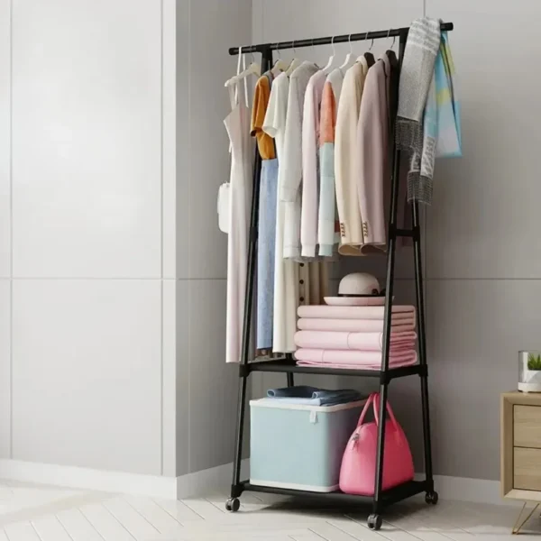 Triangle Coat and Hat Rack with Wheels Floor Standing Multi-layer Storage Rack Simple Modern Space Saving Hanging Clothes Stand - AliExpress 1503 - Image 5