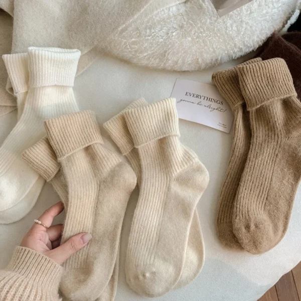 Women Wool Socks Warm Winter Thick Cashmere Fuzzy Casual Solid Color Comfortable Home Sock Soft Long Thermal High Quality - AliExpress 200574005 - Image 2