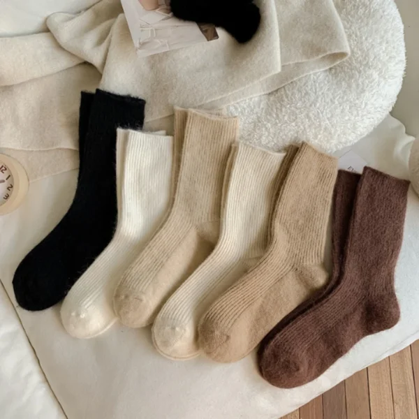 Women Wool Socks Warm Winter Thick Cashmere Fuzzy Casual Solid Color Comfortable Home Sock Soft Long Thermal High Quality - AliExpress 200574005 - Image 3