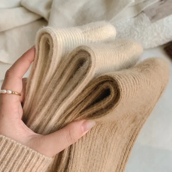 Women Wool Socks Warm Winter Thick Cashmere Fuzzy Casual Solid Color Comfortable Home Sock Soft Long Thermal High Quality - AliExpress 200574005 - Image 4